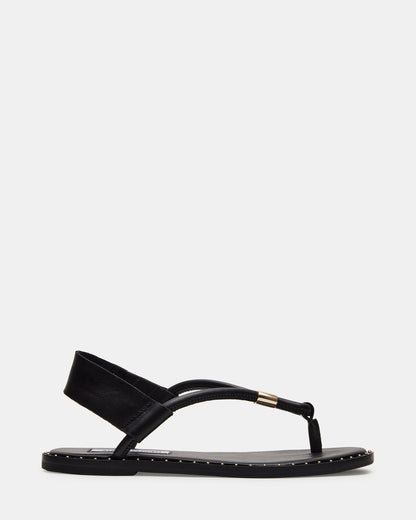 MEDUZA Black Leather Women's Studded Thong Sandal - Steve Madden