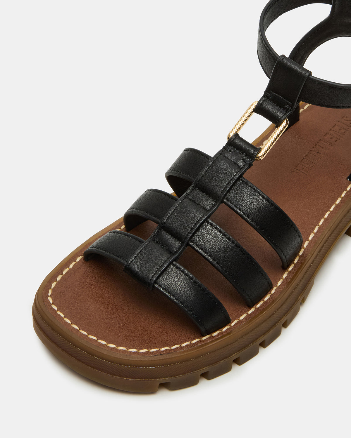 JARELLI Black Leather Strappy Platform Women's Sandal - Steve Madden