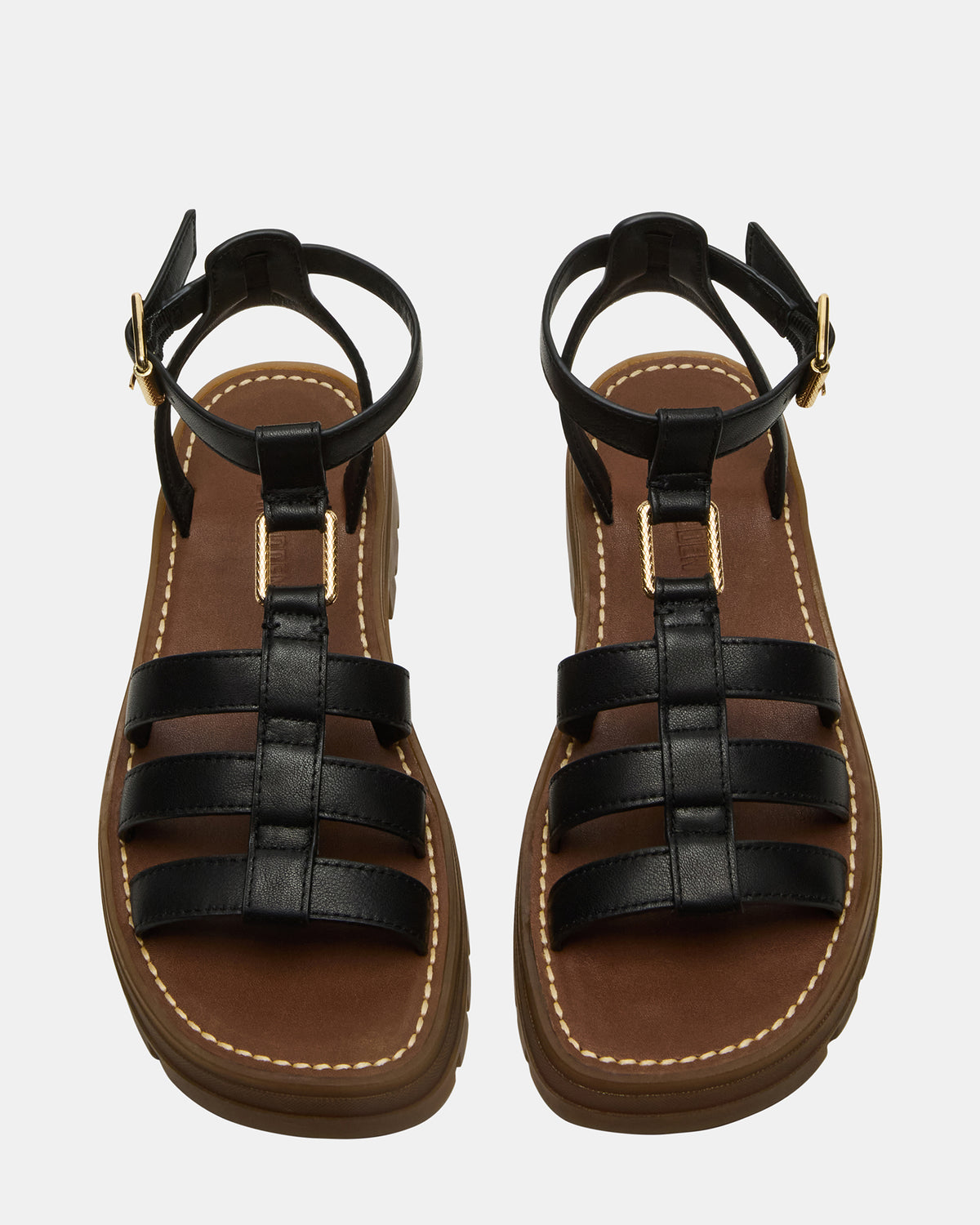 JARELLI Black Leather Strappy Platform Women's Sandal - Steve Madden