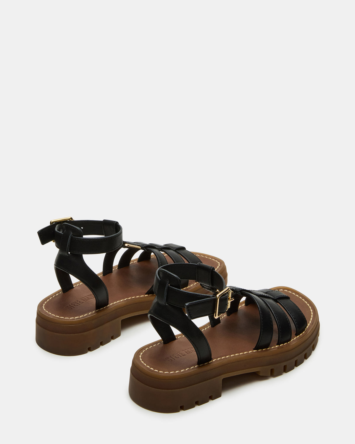 JARELLI Black Leather Strappy Platform Women's Sandal - Steve Madden
