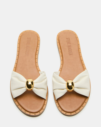 DIPSY White Leather Slide Rounded Toe Women's Sandal - Steve Madden