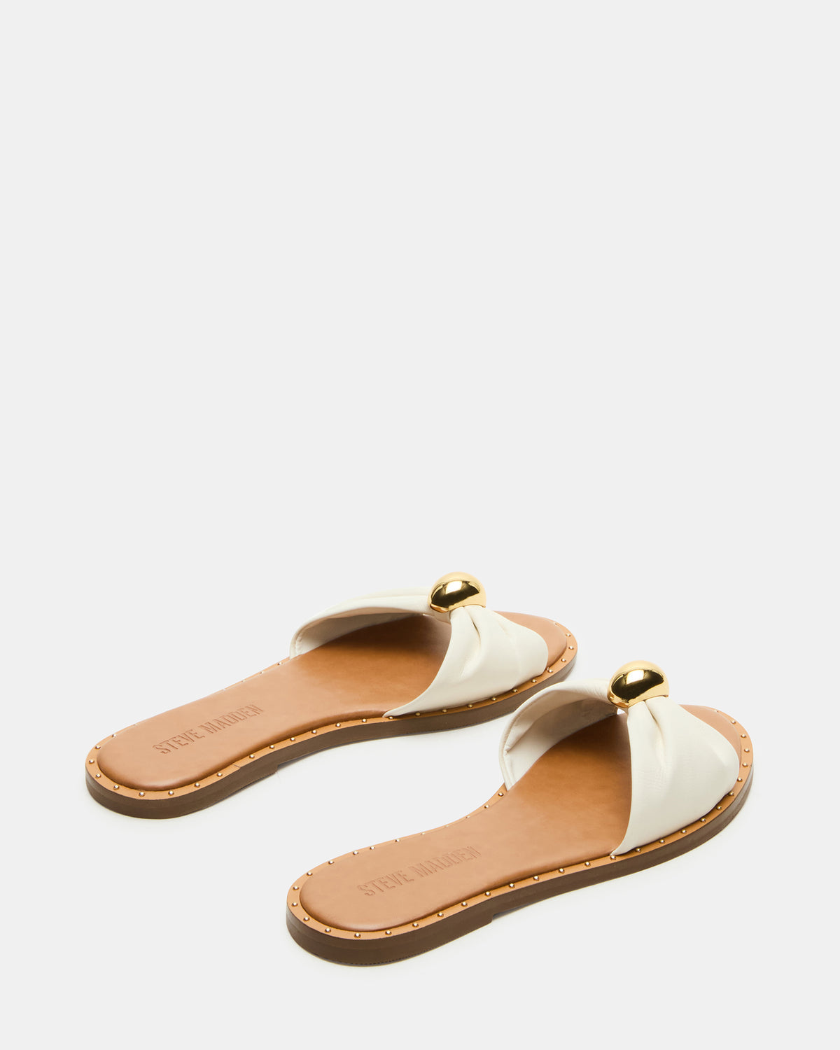 DIPSY White Leather Slide Rounded Toe Women's Sandal - Steve Madden