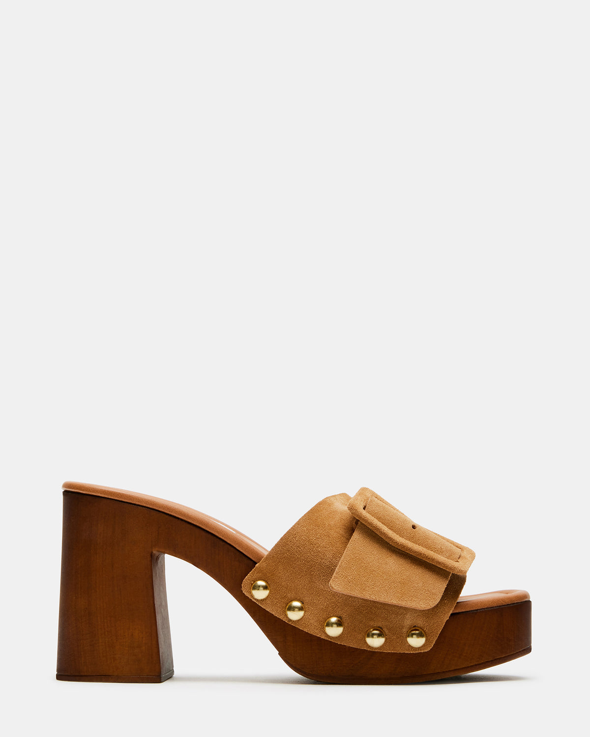 MARLENA Sand Suede Women's Wood Bottom Mule Platform Heel - Steve Madden