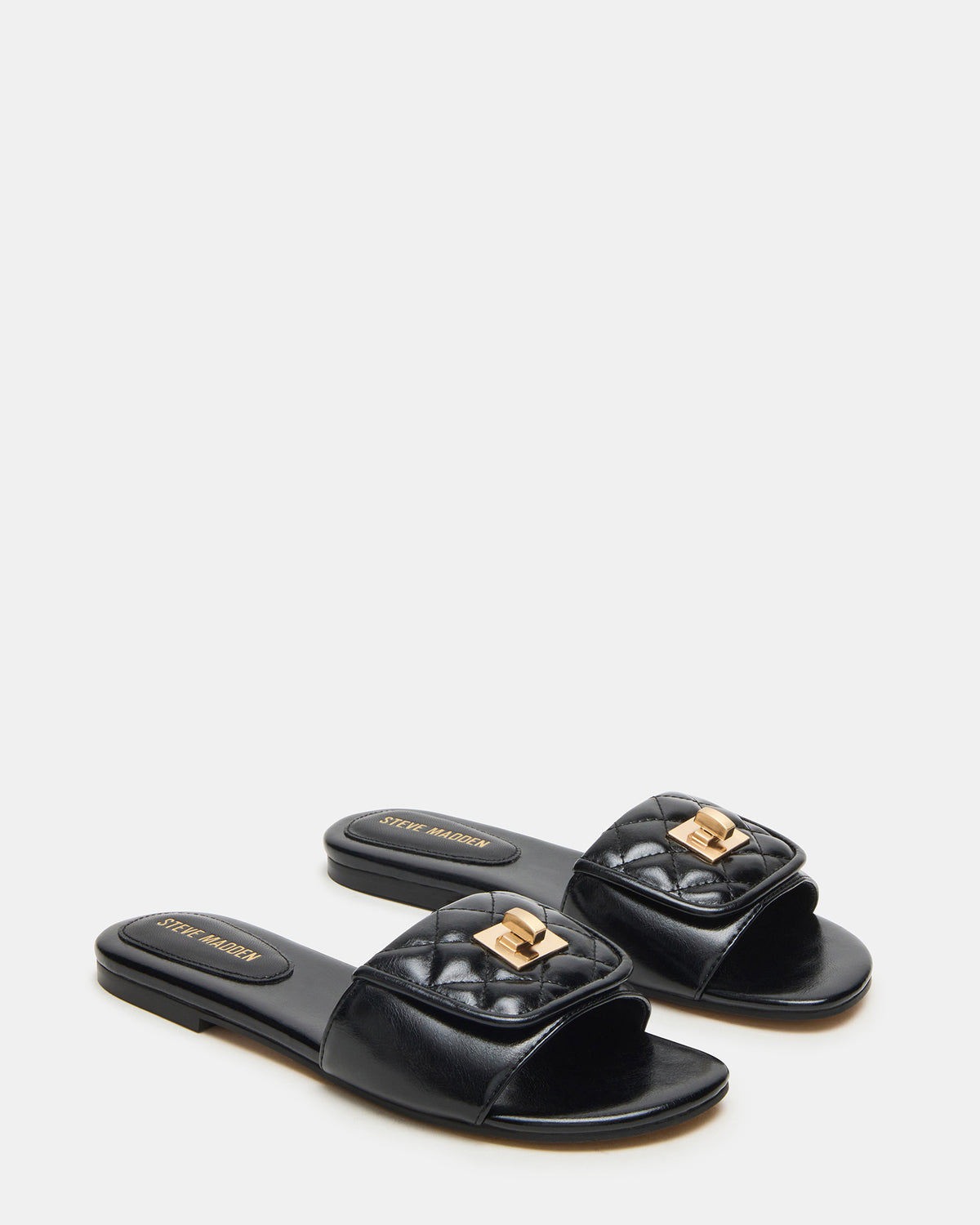 MORELAND Black Quilted Slide Women's Sandal - Steve Madden