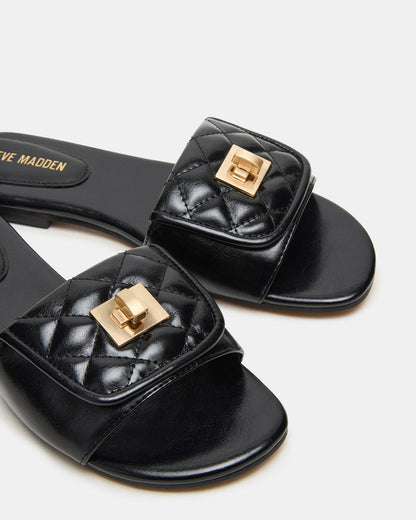 MORELAND Black Quilted Slide Women's Sandal - Steve Madden