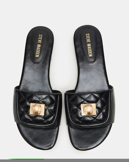 MORELAND Black Quilted Slide Women's Sandal - Steve Madden