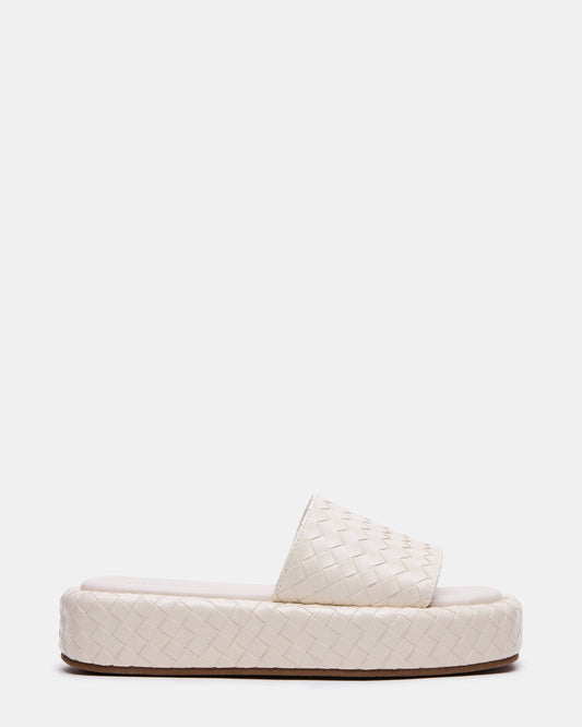 BEACHY Quilted Bone Platform Slide Women's Sandal - Steve Madden