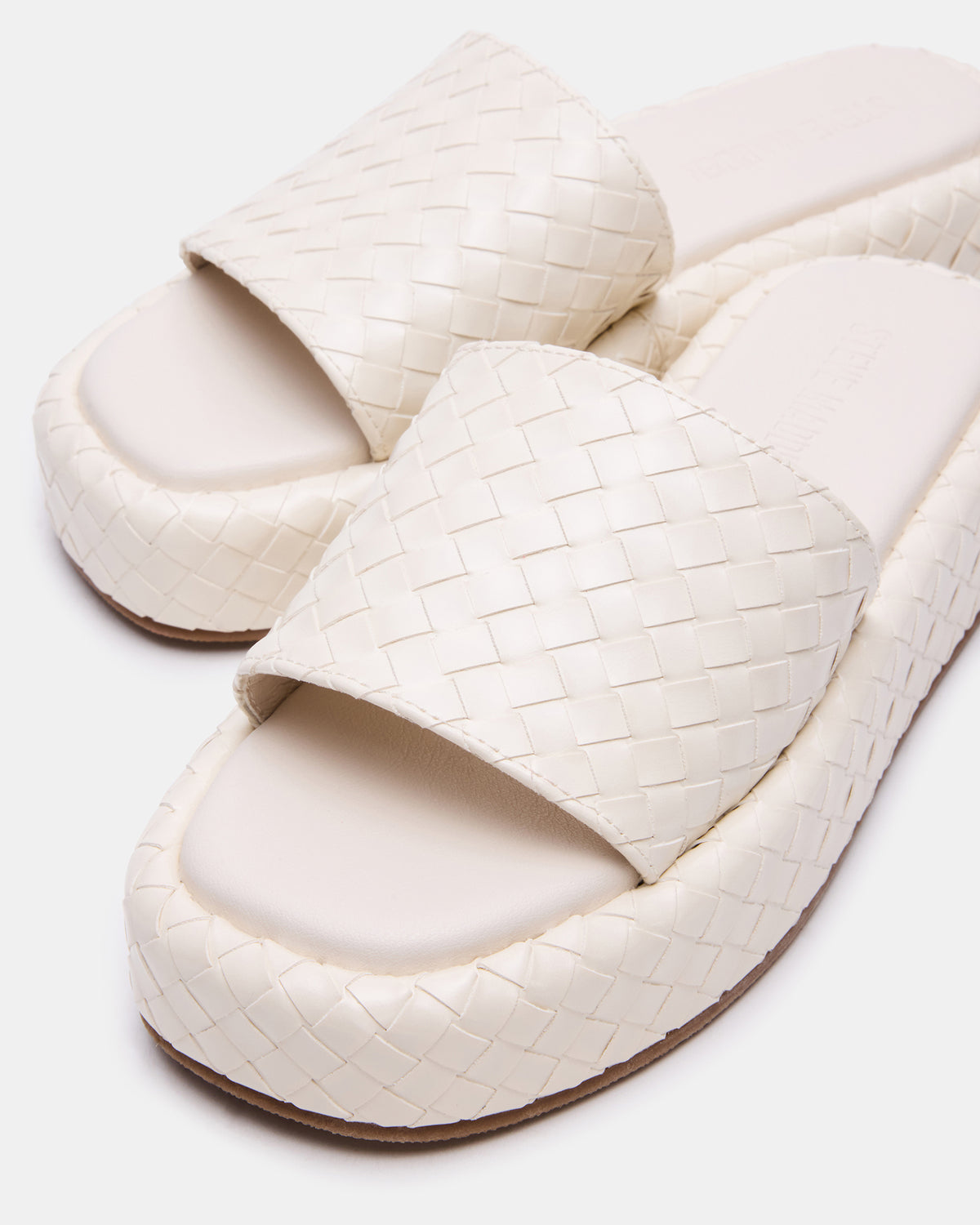BEACHY Quilted Bone Platform Slide Women's Sandal - Steve Madden