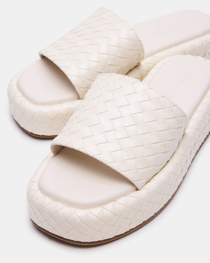 BEACHY Quilted Bone Platform Slide Women's Sandal - Steve Madden