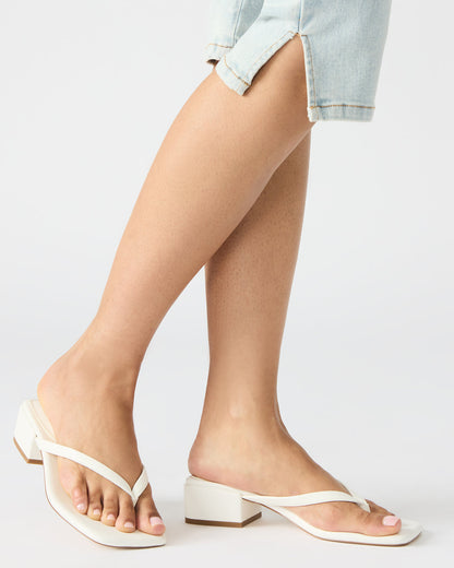 CARIBBEAN White Square-Toe Mule Thong Women's Sandal - Steve Madden