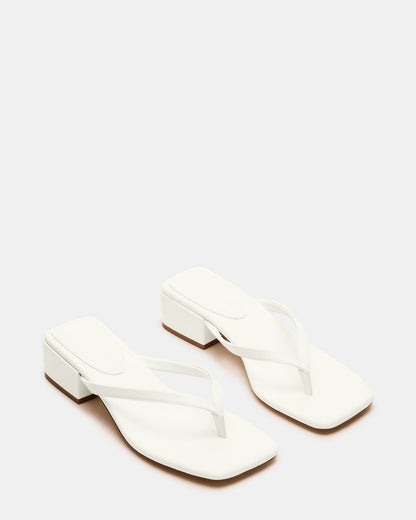CARIBBEAN White Square-Toe Mule Thong Women's Sandal - Steve Madden