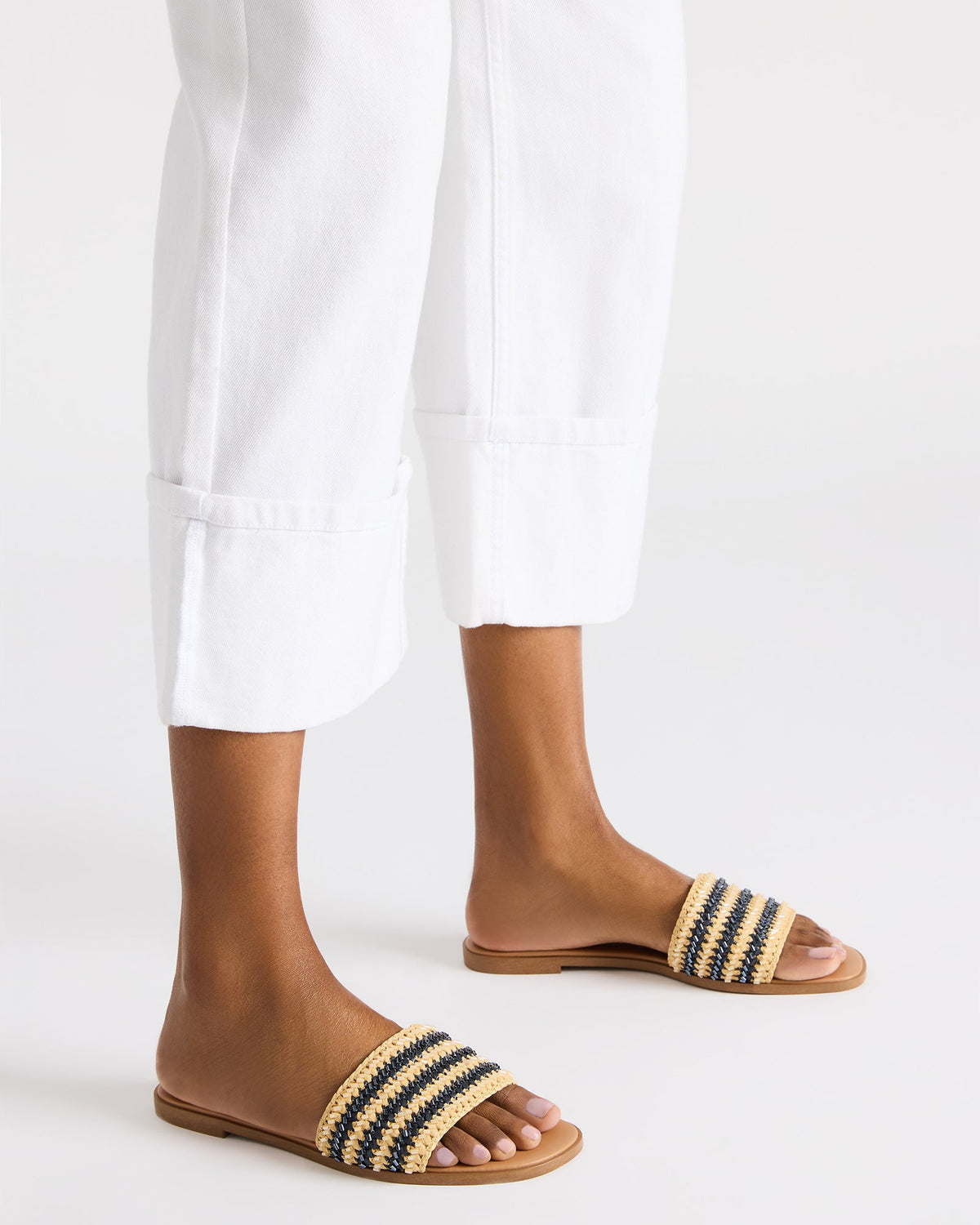 KOOPER Navy Multi Slide Sandal | Women's Sandals - Steve Madden