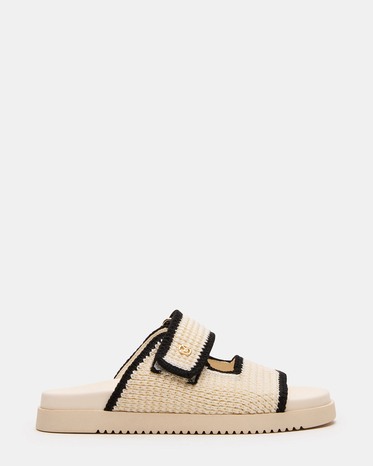 MAYSIE Cream Multi Woven Flatform Footbed Slide Women's Sandal - Steve Madden