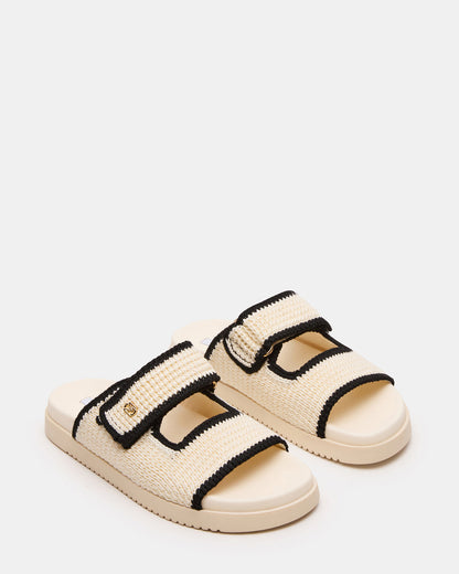 MAYSIE Cream Multi Woven Flatform Footbed Slide Women's Sandal - Steve Madden