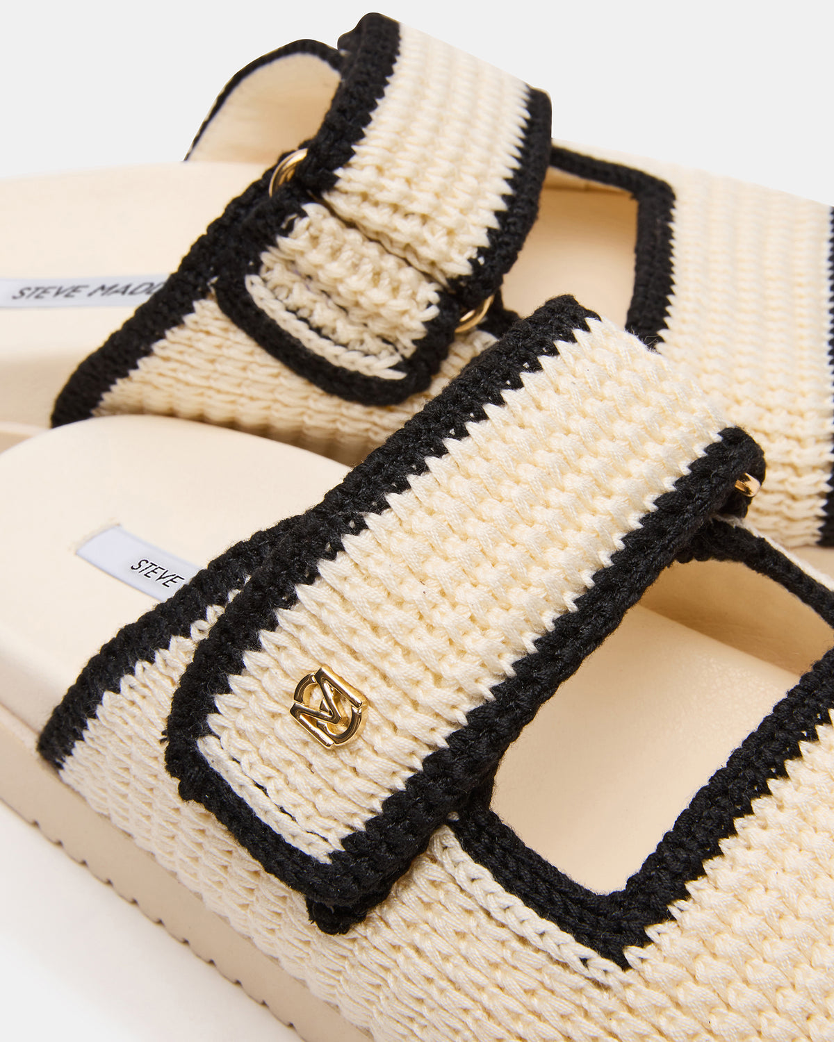 MAYSIE Cream Multi Woven Flatform Footbed Slide Women's Sandal - Steve Madden