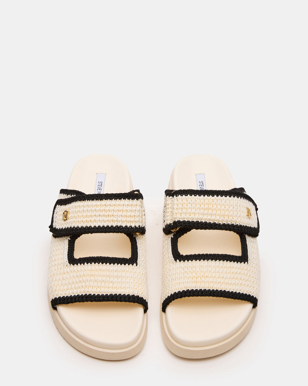 MAYSIE Cream Multi Woven Flatform Footbed Slide Women's Sandal - Steve Madden