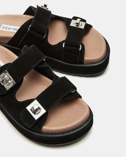 BIGSCHMONA Black/Black Suede Women's Platform Slide Sandal - Steve Madden