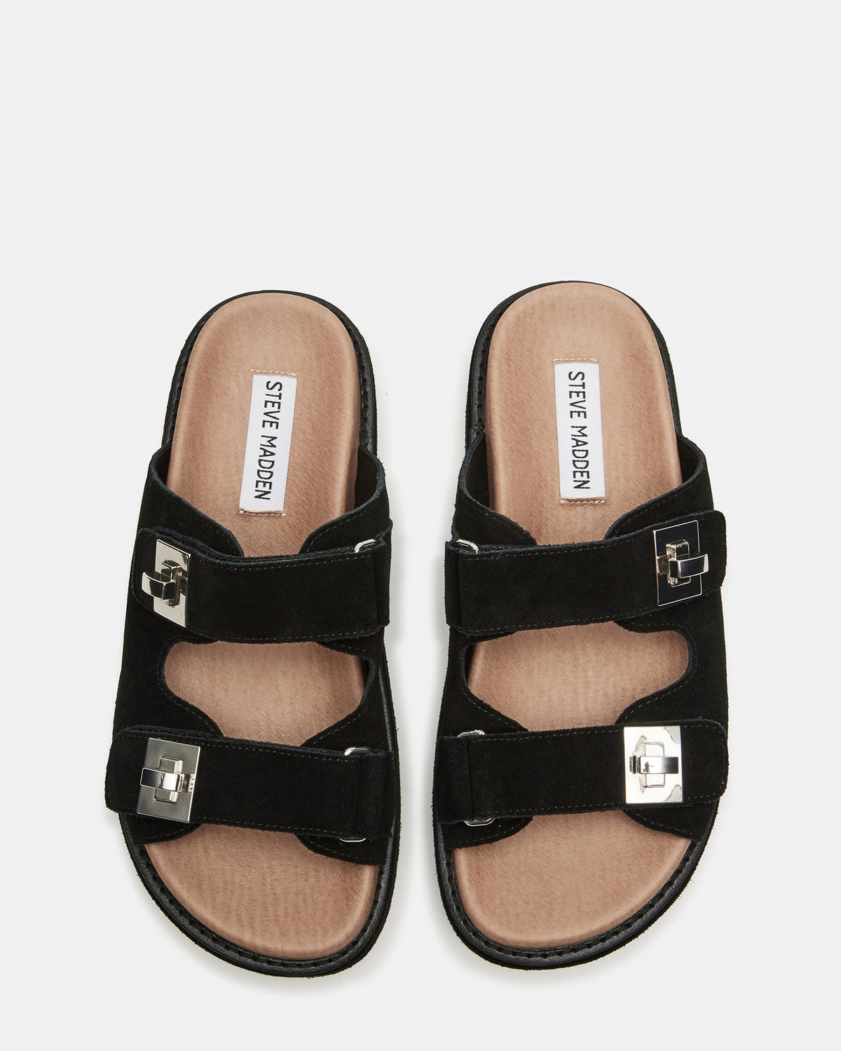 BIGSCHMONA Black/Black Suede Women's Platform Slide Sandal - Steve Madden