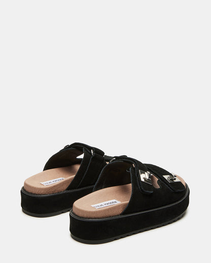 BIGSCHMONA Black/Black Suede Women's Platform Slide Sandal - Steve Madden