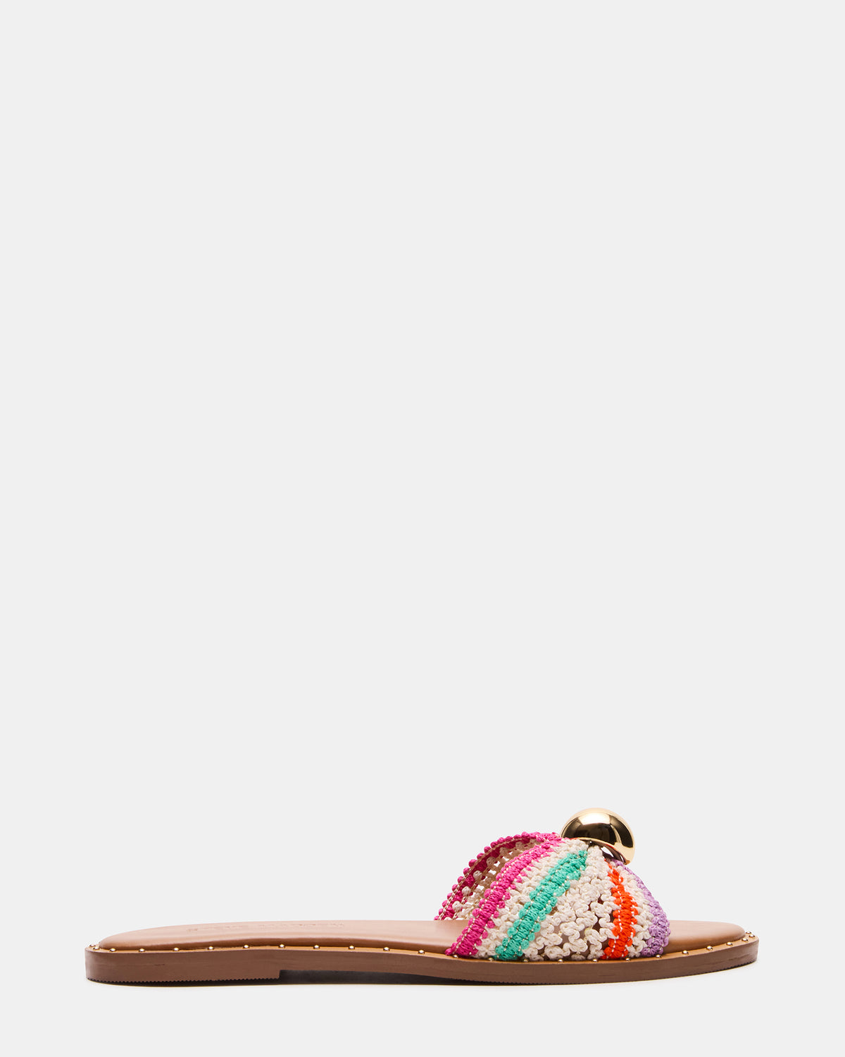 DIPSY Multi Raffia Slide Rounded Toe Women's Sandal - Steve Madden