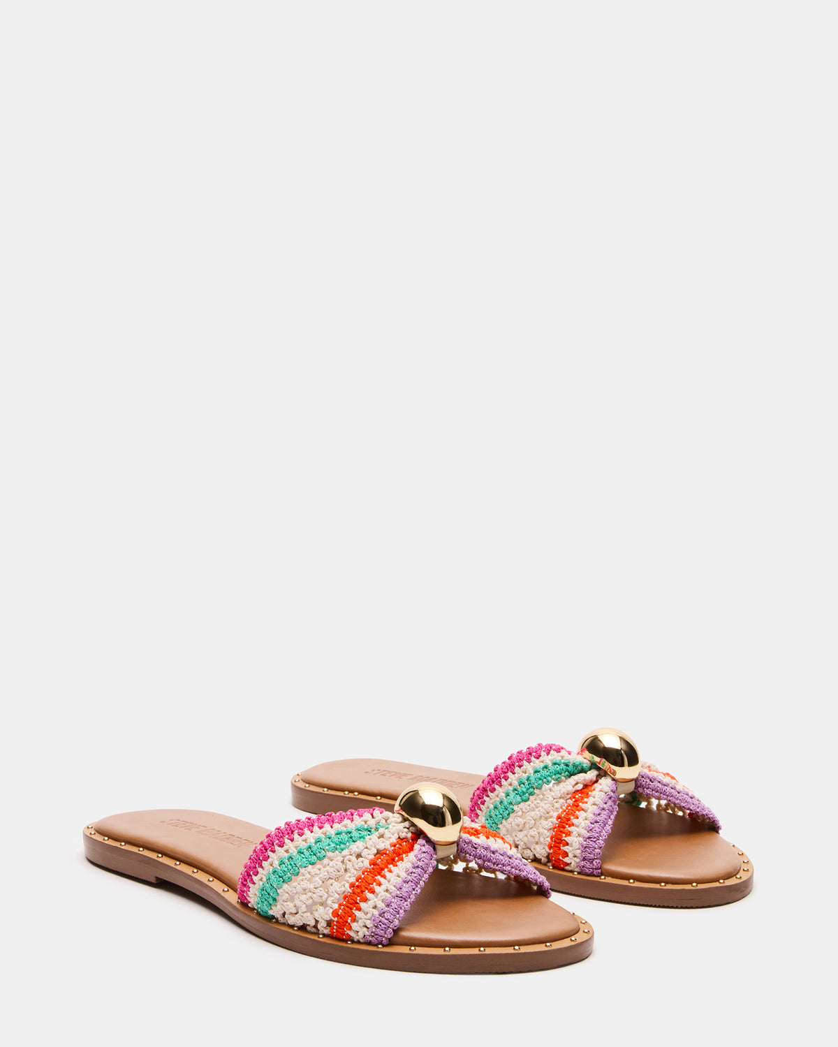 DIPSY Multi Raffia Slide Rounded Toe Women's Sandal - Steve Madden