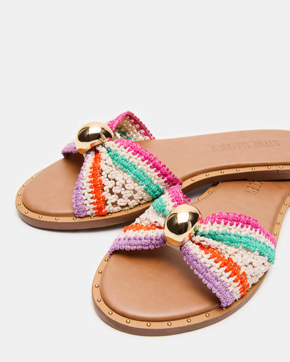 DIPSY Multi Raffia Slide Rounded Toe Women's Sandal - Steve Madden