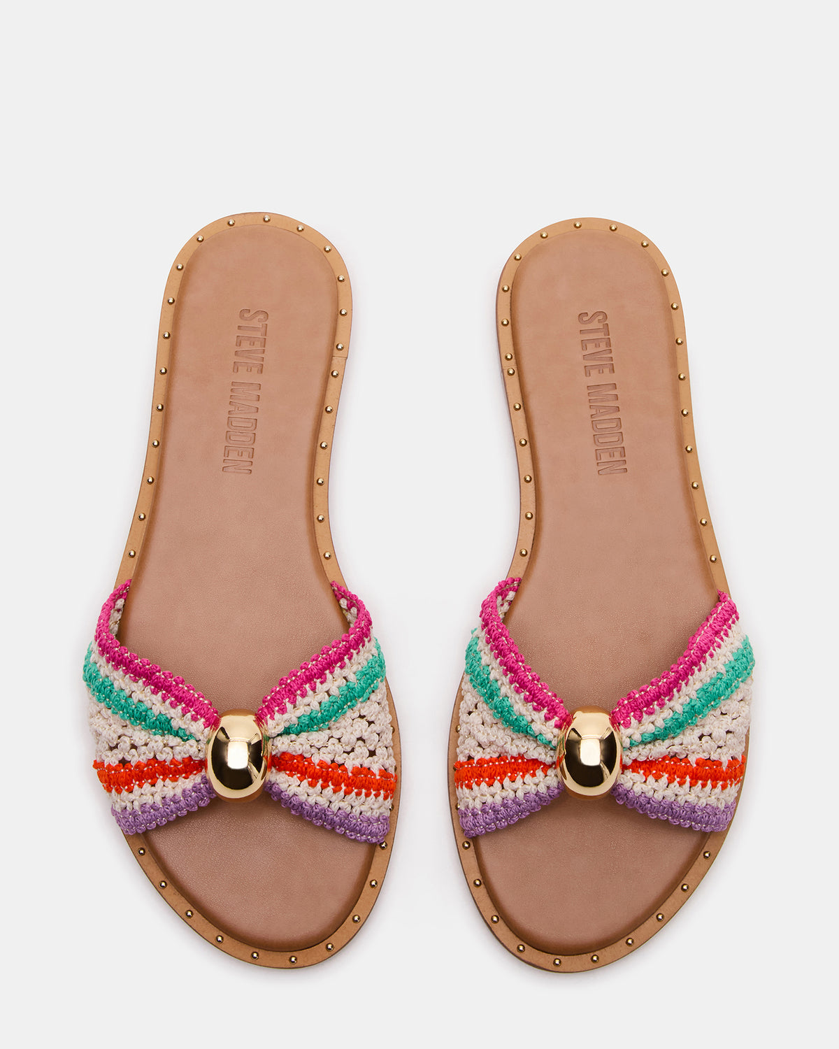 DIPSY Multi Raffia Slide Rounded Toe Women's Sandal - Steve Madden