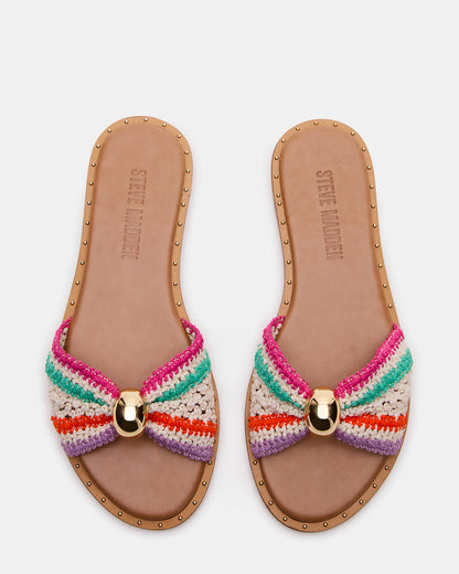 DIPSY Multi Raffia Slide Rounded Toe Women's Sandal - Steve Madden