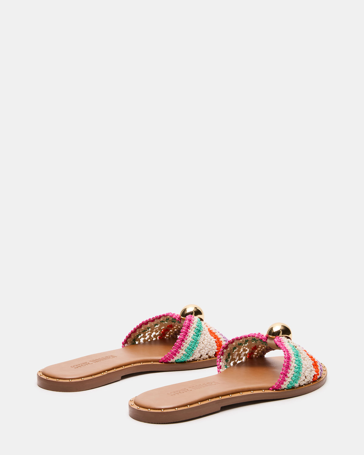 DIPSY Multi Raffia Slide Rounded Toe Women's Sandal - Steve Madden