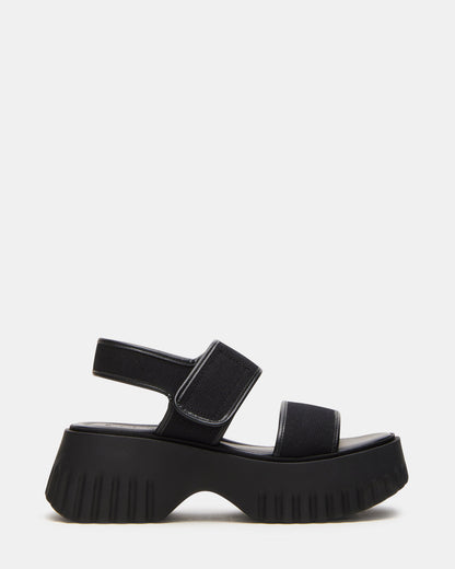 GROVER Black/Black Women's Square-Toe Platform Sandal - Steve Madden