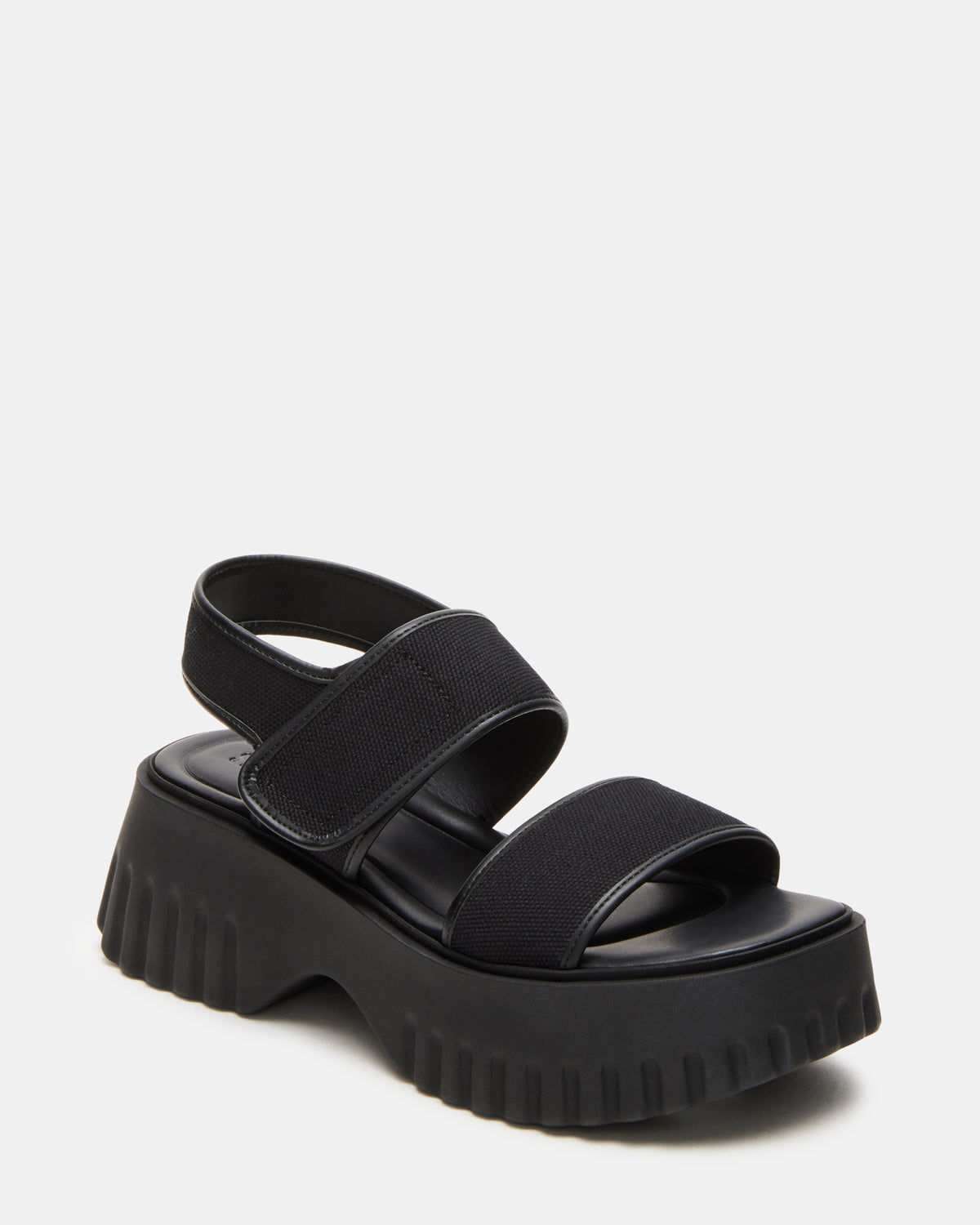 GROVER Black/Black Women's Square-Toe Platform Sandal - Steve Madden