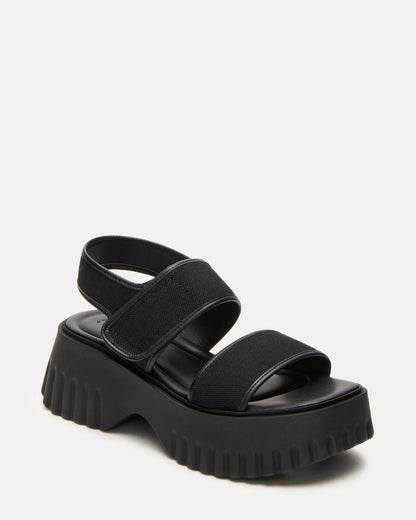 GROVER Black/Black Women's Square-Toe Platform Sandal - Steve Madden
