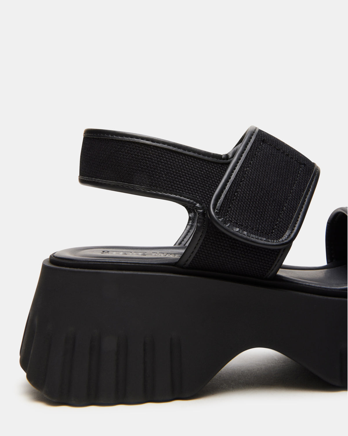 GROVER Black/Black Women's Square-Toe Platform Sandal - Steve Madden