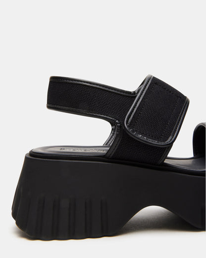 GROVER Black/Black Women's Square-Toe Platform Sandal - Steve Madden