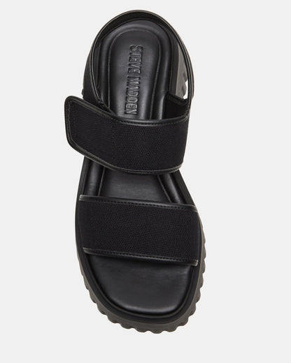 GROVER Black/Black Women's Square-Toe Platform Sandal - Steve Madden