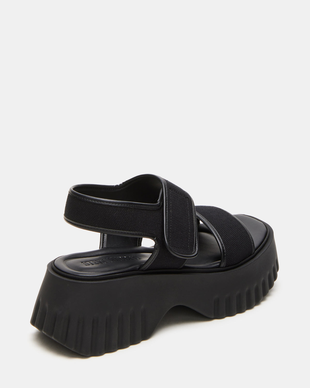 GROVER Black/Black Women's Square-Toe Platform Sandal - Steve Madden
