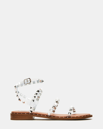 TRAVEL Clear Women's Studded Strappy Sandal - Steve Madden