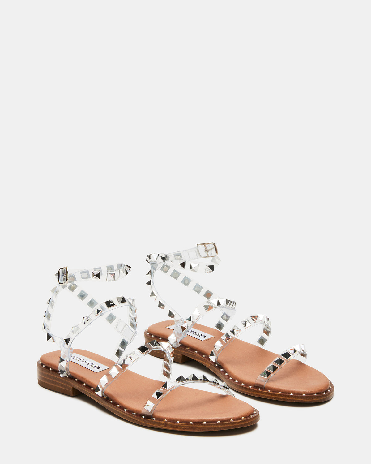 TRAVEL Clear Women's Studded Strappy Sandal - Steve Madden