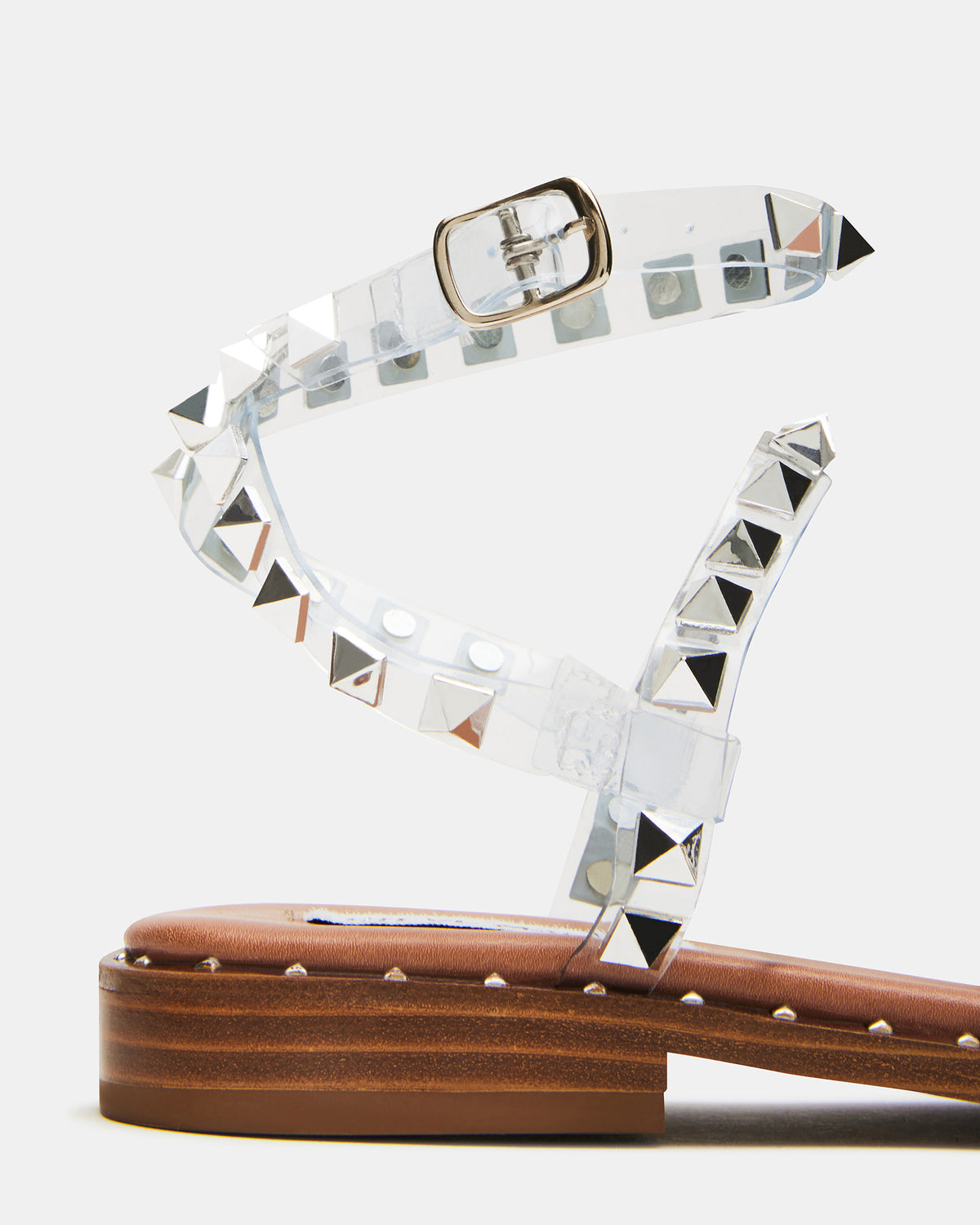 TRAVEL Clear Women's Studded Strappy Sandal - Steve Madden