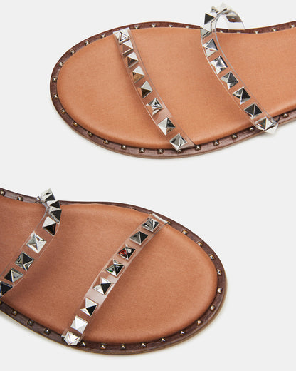 TRAVEL Clear Women's Studded Strappy Sandal - Steve Madden