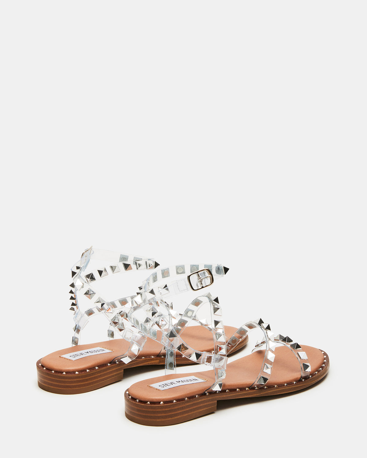 TRAVEL Clear Women's Studded Strappy Sandal - Steve Madden