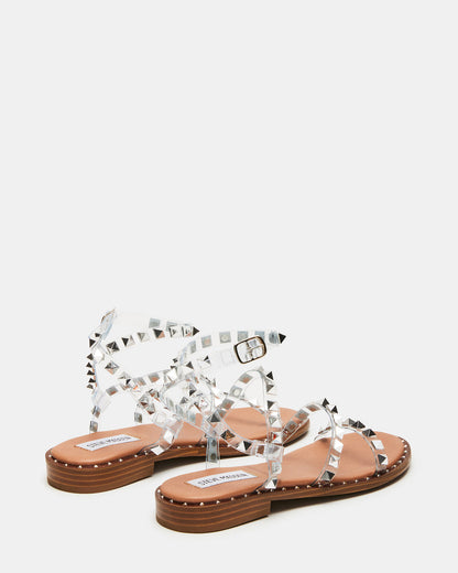 TRAVEL Clear Women's Studded Strappy Sandal - Steve Madden