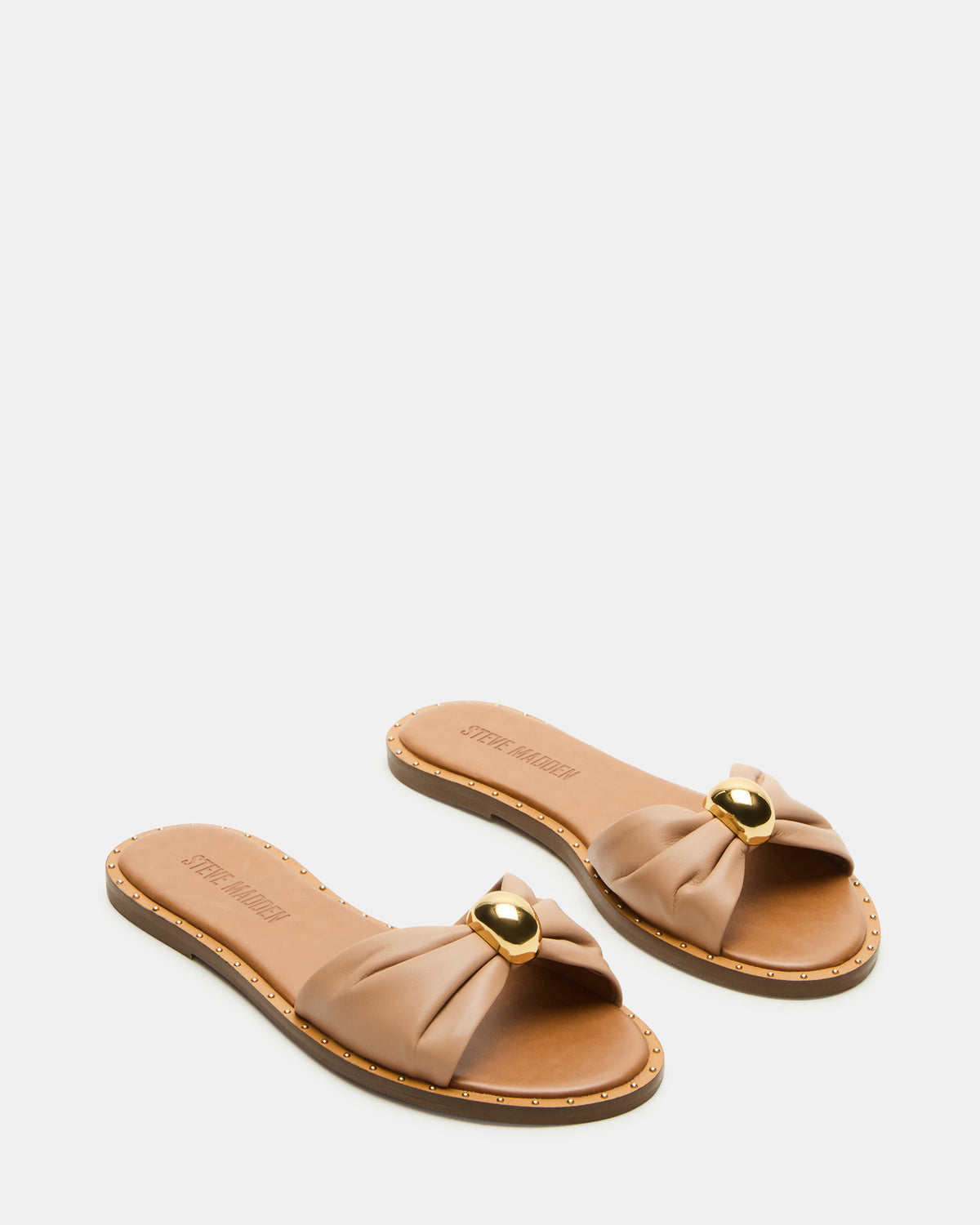 DIPSY Tan Leather Slide Rounded Toe Women's Sandal - Steve Madden