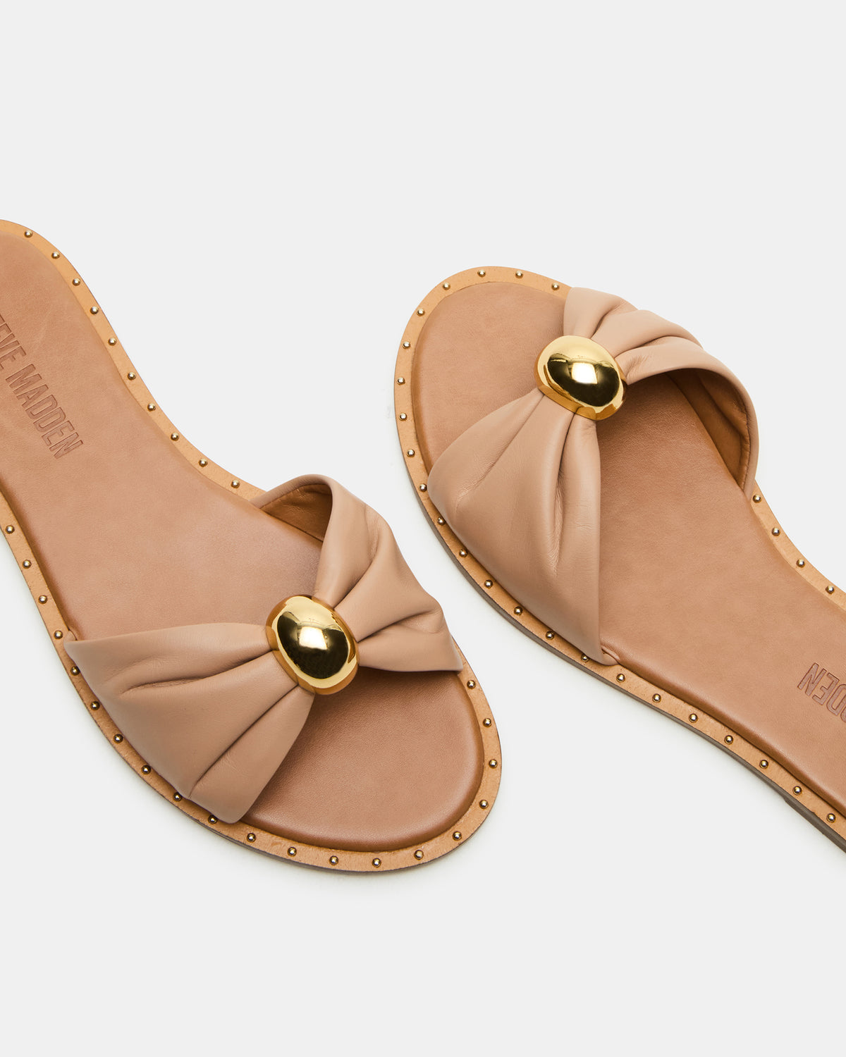 DIPSY Tan Leather Slide Rounded Toe Women's Sandal - Steve Madden