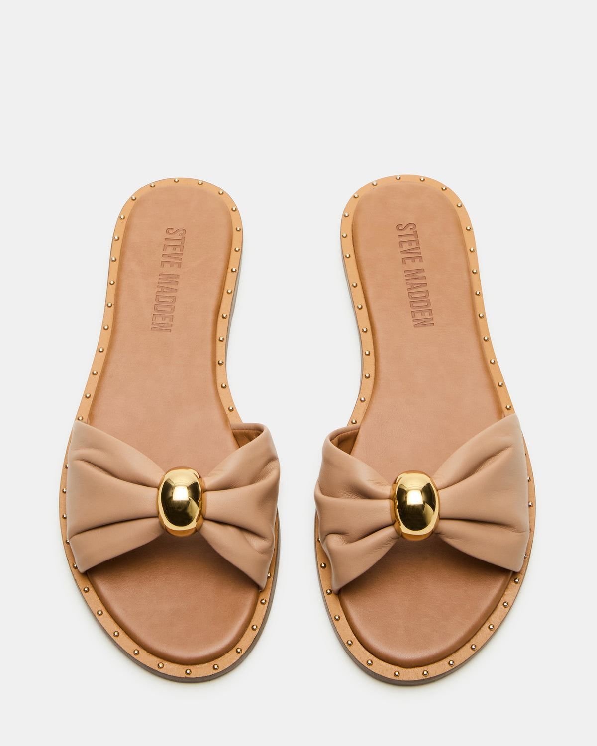 DIPSY Tan Leather Slide Rounded Toe Women's Sandal - Steve Madden