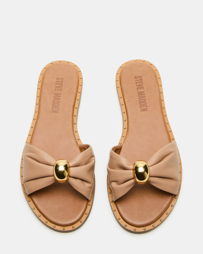 DIPSY Tan Leather Slide Rounded Toe Women's Sandal - Steve Madden