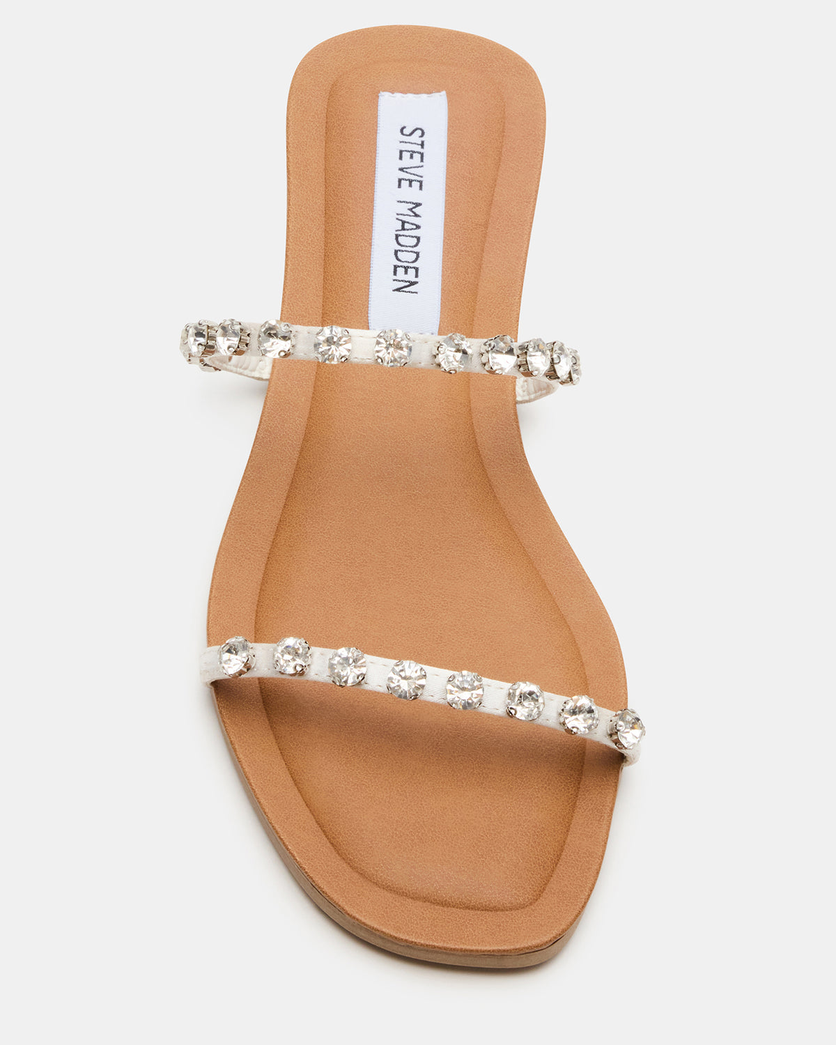 RETREAT Rhinestones Women's Strappy Square-Toe Slide Sandal - Steve Madden