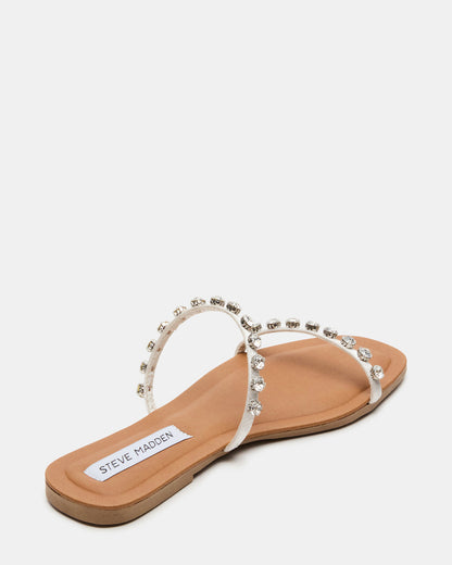 RETREAT Rhinestones Women's Strappy Square-Toe Slide Sandal - Steve Madden