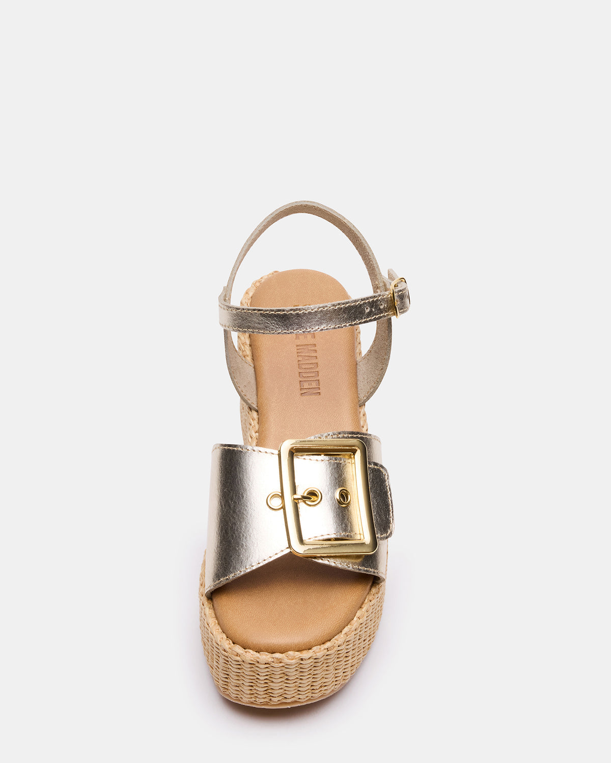 CIDER Gold Leather Platform Wedge Women's Sandal - Steve Madden