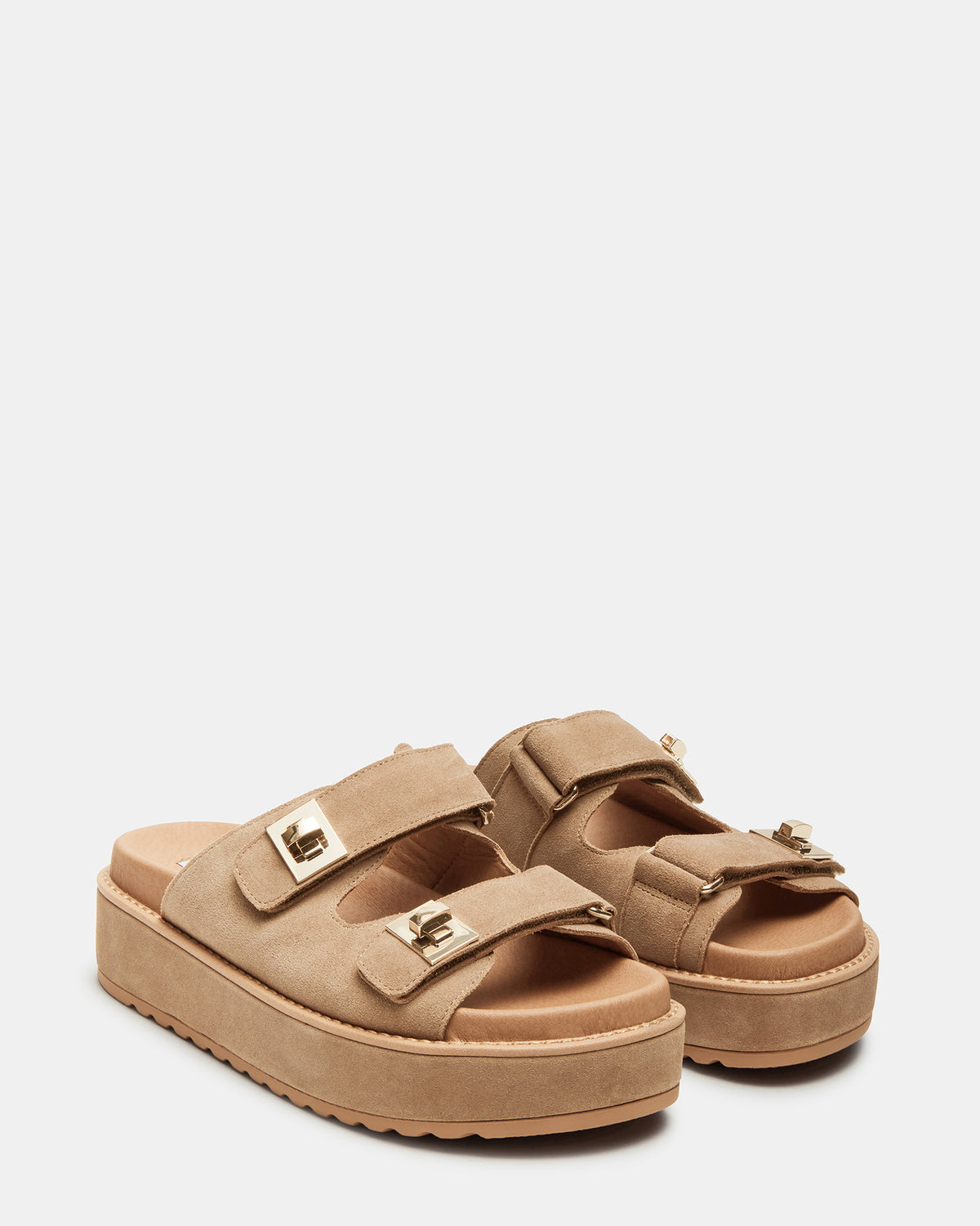 BIGSCHMONA Taupe Suede Women's Platform Slide Sandal - Steve Madden